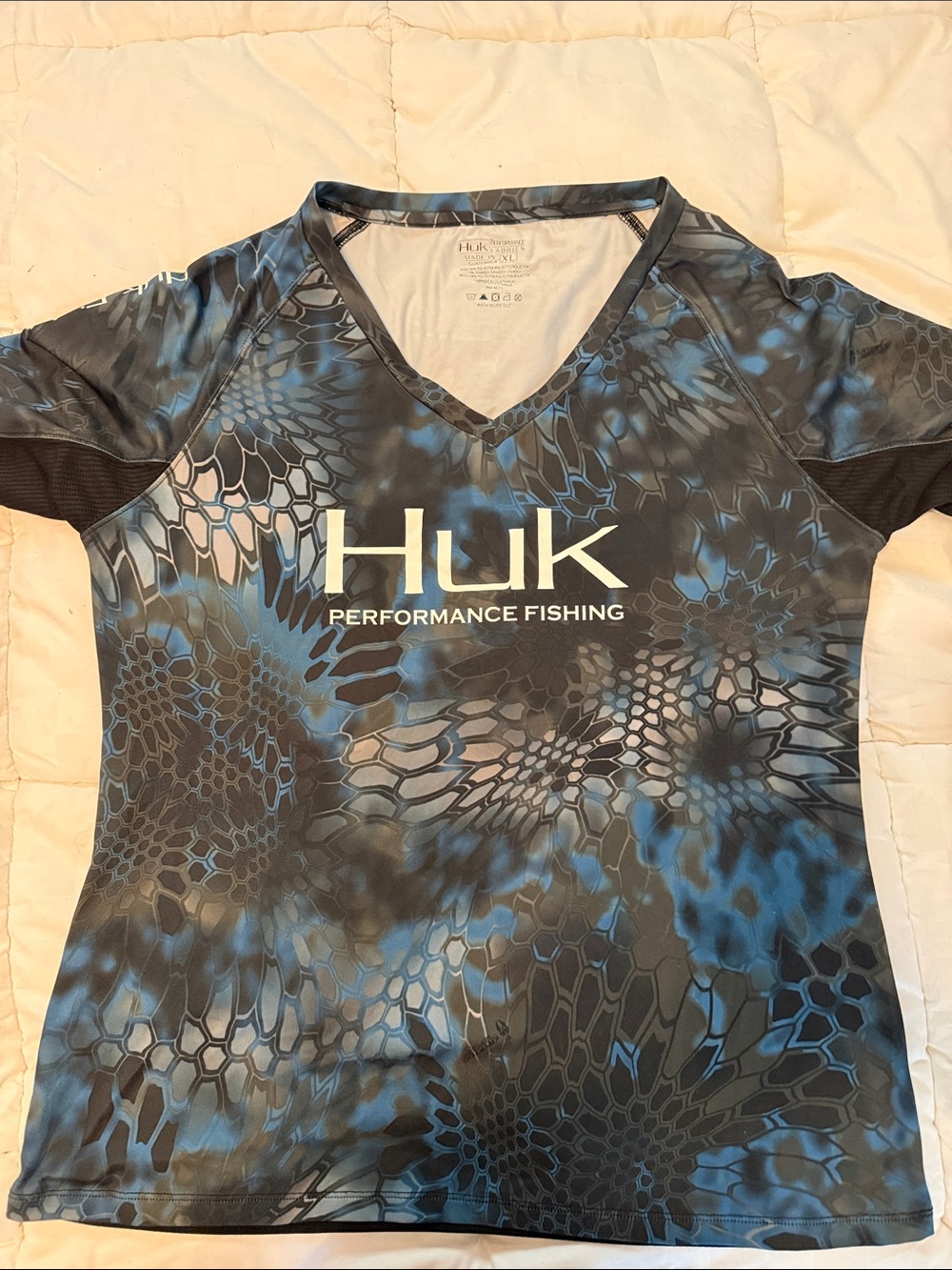 Huk Women's Swim Coverup V-Neck in Blue and Gray